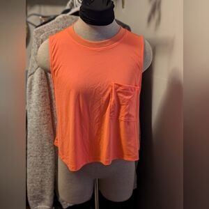 NWT Free People Movement Throwback Cropped Muscle Tank in Neon Coral